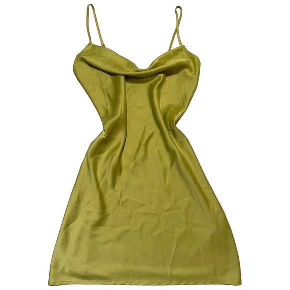 Comfy One Women's Green Satin Like Slip Dress - Picture 1 of 6